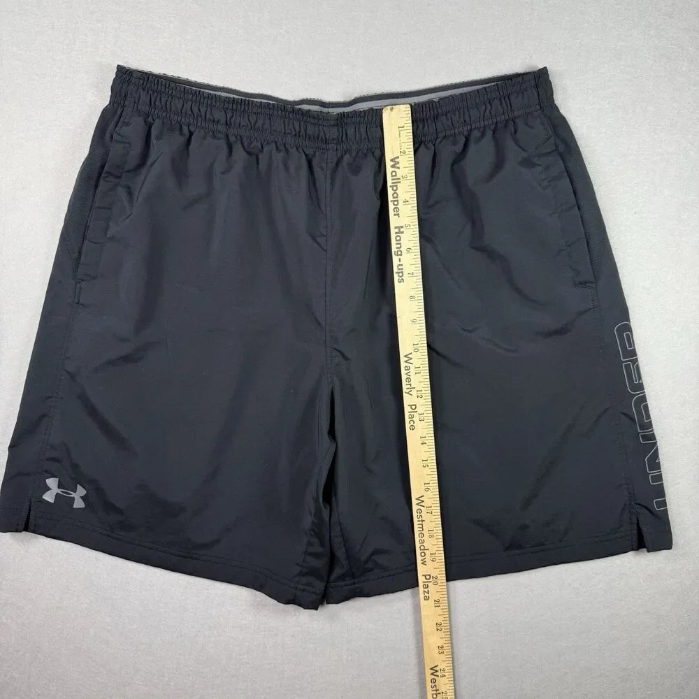 Under Armour Men's Athletic Shorts Black/Gray Size XXL Drawstring Elastic Waist